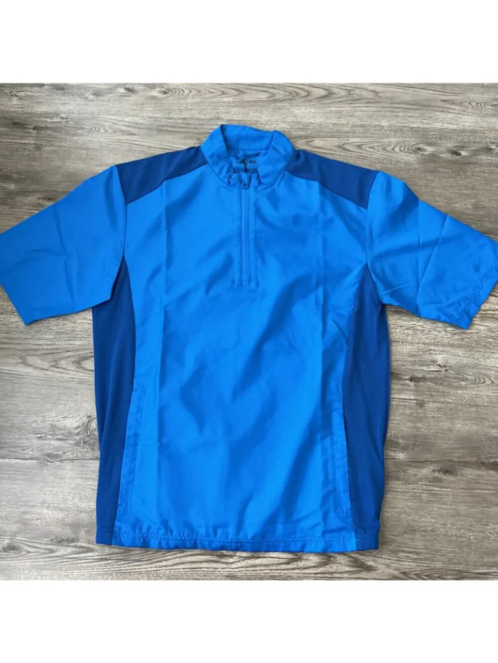 Adidas Windbreaker Shirt Blue Quarter Zip Short Sleeve Mens Small New